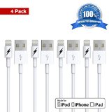 Certified iPhone 66 Plus Charging Cable 8-pin Lightning Cord USB for iPhone 6 and 6 Plus55s5c and iPads - Portable White Connector for Home or Travel - Fits iPad Mini iPad Air iPod Nano and iPod Touch and iPhone 5s - Genuine Authentication Chip Ensures the Highest Quality Charge with the Fastest Sync and Data Transfer for All IOS Devices - Extremely Durable 1 Meter33 Feet - Lifetime Guarantee 4 PACK
