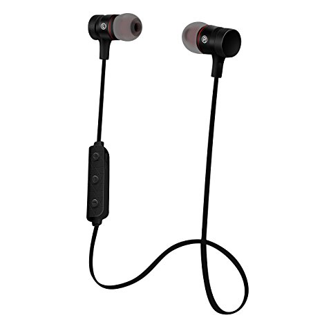 Wireless Headphones, HOISAN Bluetooth 4.1 Sports Earphones with Stereo Magnetic Earbuds and Mic (Black)