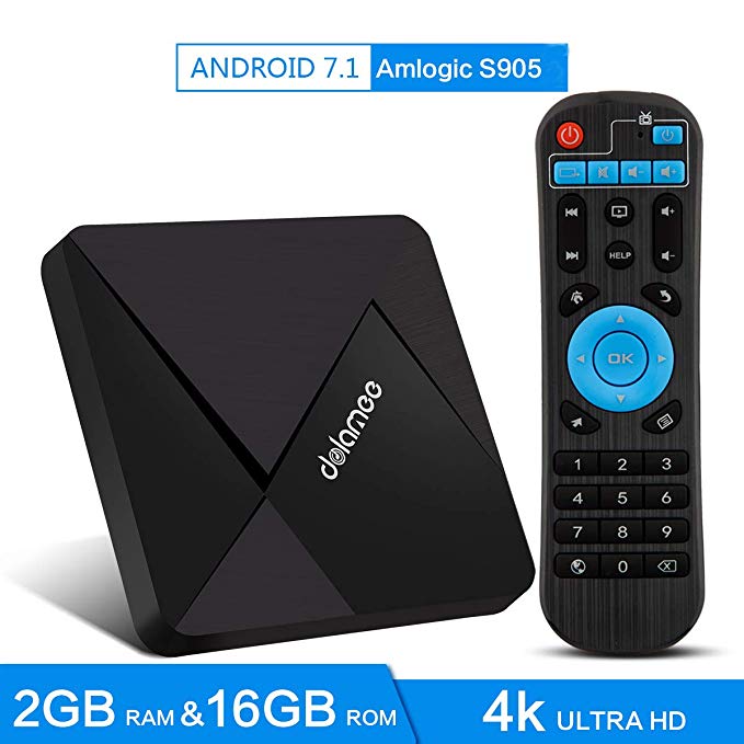 DOLAMEE D5 Android 7.1 TV Box, 2GB RAM 16B ROM 4K HD Smart Media Player with 2.4Ghz WIFI Bluetooth 4.0