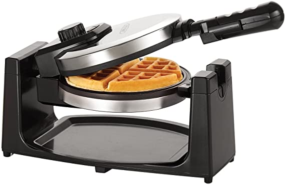 BELLA Classic Rotating Non-Stick Belgian Waffle Maker, Perfect 1" Thick Waffles, PFOA Free Non Stick Coating & Removeable Drip Tray for Easy Clean Up, Browning Control, Stainless Steel