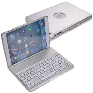 Cooper CasesTM NoteKee F8S Clamshell Keyboard Case for Apple iPad Air in Silver Built-in QWERTY Keyboard Backlighting in 7 Colors Sleek and Lightweight MacBook Air-Like Design Bluetooth 30 Connection