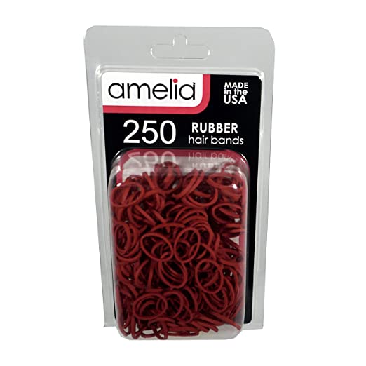 Amelia Beauty 250 Count Rubber Band Ponytail Holders (Red)