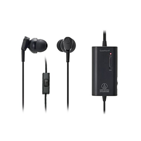 Audio Technica Audio-Technica ATH-ANC33iS Quietpoint Active Noise-Cancelling In-Ear Headphones-Black