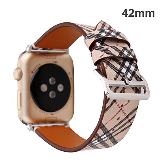 MeShow TCSHOW For Apple Watch Band Series 3 42mm,42mm Tartan Plaid Style Replacement Strap Wrist Band with Silver Metal Adapter for Apple Watch Series 3 2 1(Not fit for 38mm Apple Watch)