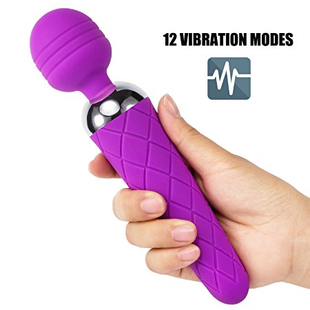 FEELSO Mini Cordless Wand Massager with Waterproof & USB Rechargeable Powerful 12 Vibration Speeds
