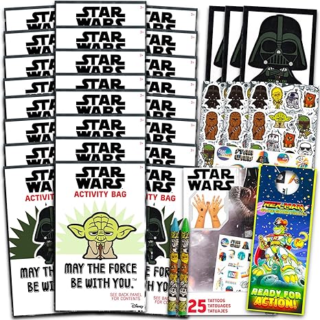 Star Wars Birthday Party Favors Set - Bundle with 24 Star Wars Play Packs | Mini Coloring Books, Stickers, and More for Goodie Bags (Star Wars Party Supplies)