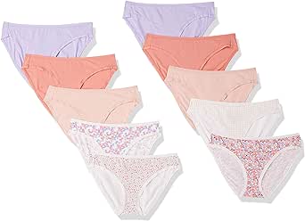 Amazon Essentials Women's Cotton Bikini Brief Underwear (Available in Plus Size), Pack of 10