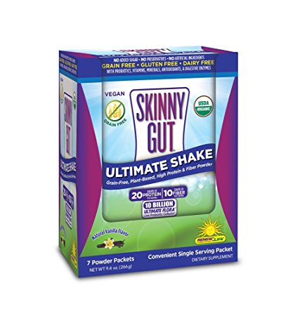 Skinny Gut Ultimate Shake - Natural Vanilla - 7 Single Packets - Total Wt 9.4 oz (266 g)