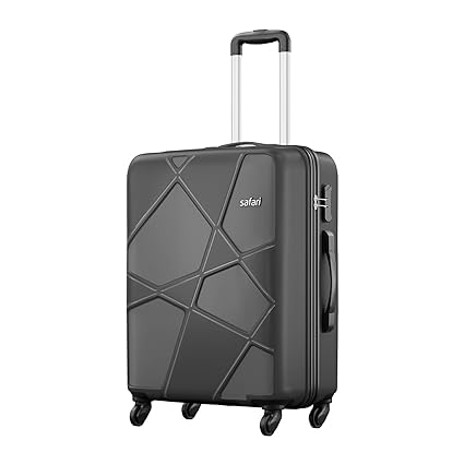 Safari Pentagon Hardside Medium Size Check-in Luggage Suitcase Trolley Bags for Travel Black Color 66cm