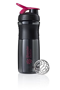 BlenderBottle SportMixer Tritan Grip Shaker Bottle, Transparent Black/Pink, 28-Ounce