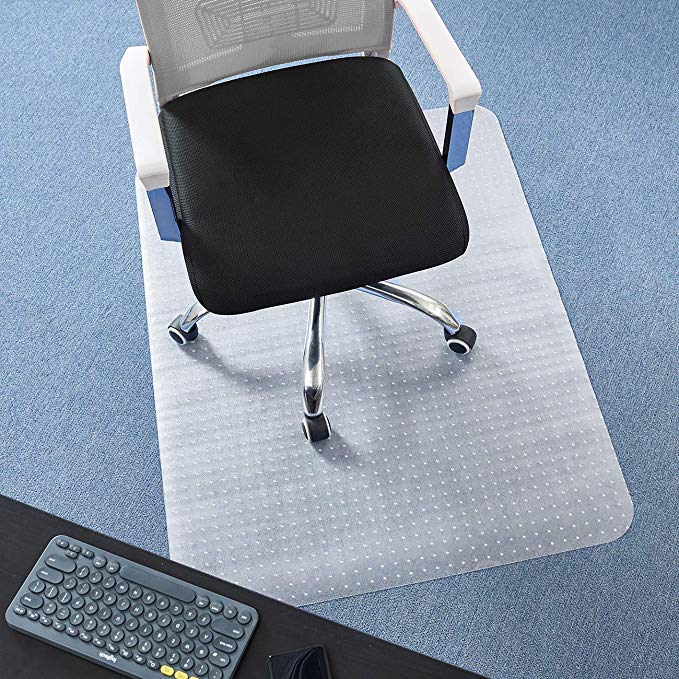 DAVID.ANN 36" x 48" Vinyl (PVC) Rectangular Chair Mat for Very Low Pile Carpets （Transparent）