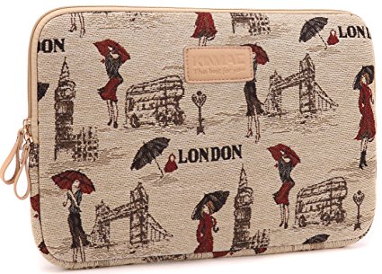 Kinmac Color Bohemian Style Canvas Fabric Laptop Sleeve for Apple Macbook Air/ Macbook Pro / Dell / Hp /Lenovo/sony/toshiba/ausa/acer/samsung Laptop (8 in, London Lady)