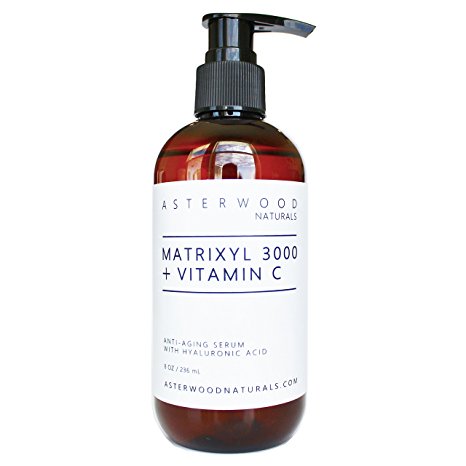 MATRIXYL 3000   Vitamin C 8 oz Serum with Organic Hyaluronic Acid - Lighten Sun Damage Aging Wrinkles - Beautiful Skin Protection & Restoration Combo - ASTERWOOD NATURALS - Pump Bottle