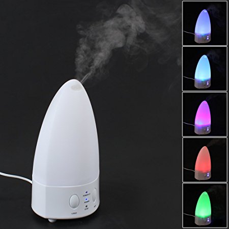 OriGlam® 100ml Humidifier Essential Oil Diffuser 7 Colors Changing Light Quiet Ultrasonic Humidifier Cool Mist Diffuser Aroma Diffuser for Air-conditioned Room, Home, Office, Yoga, Massage (White)
