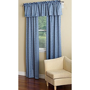 Ellis Curtain Dover Damask Woven Scroll Thermal Insulated Pinch Pleated Patio Panel, 96 by 84-Inch, Blue