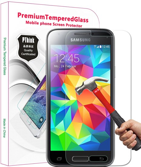 PThink® 0.3mm Ultra-thin Tempered Glass Screen Protector for Samsung Galaxy S5 mini with 9H Hardness/Anti-scratch/Fingerprint resistant (Samsung Galaxy S5 mini)