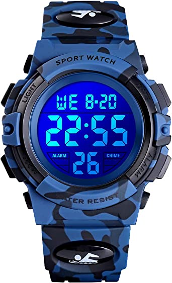 Kids Watch,Boys Watch for 3-15 Year Old Boys,Digital Sport Outdoor Multifunctional Chronograph LED 50 M Waterproof Alarm Calendar Analog Watch for Children with Silicone Band,Kids Gift