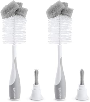 Munchkin Sponge Bottle Brush, 2 Pack, Grey