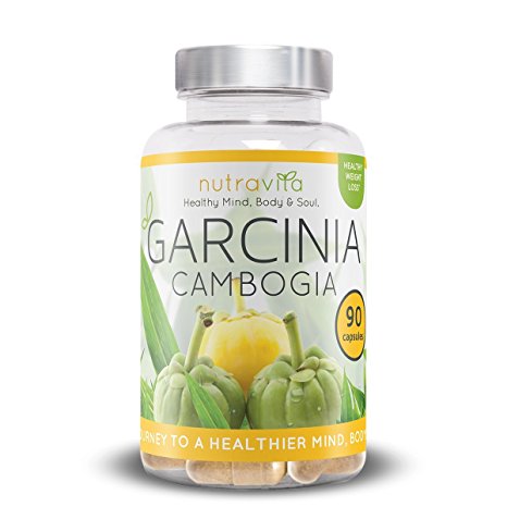 Garcinia Cambogia Whole Fruit by Nutravita - UK Manufactured High Quality Dietary Supplement - Great Value - Order Today (90 x Garcinia Cambogia weight loss capsules ) Suitable For Vegetarians
