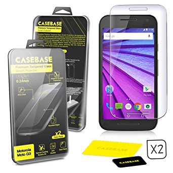 CaseBase Premium Tempered Glass Screen Protector TWIN PACK for Moto G (3nd Gen) / MOTO G3
