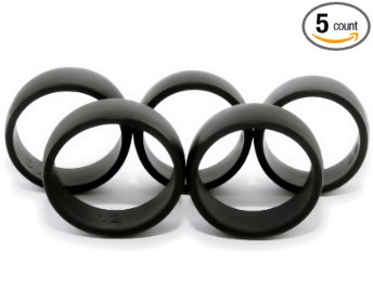 5 Silicone Wedding Rings Men's Sizes 8,9,10,11,12. Insures Getting a Ring That Fits the First Time.  Silicone Wedding Band Is Made of Black Hypoallergenic Medical Grade Silicone