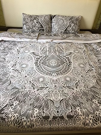 New Exclusive Range of Queen Size 100% Cotton Duvet Cover Set With Pillow Covers By "The Boho Street", Indian Reversible Duvet Quilt Cover Coverlet Bohemian Doona Cover Handmade Duvet Cover 82" x 92"