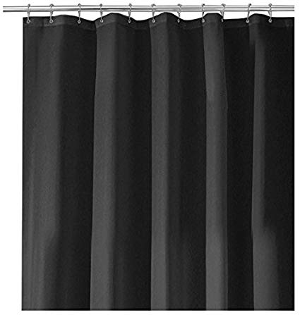 InterDesign Fabric Shower Curtain, Mold- and Mildew-Resistant Water-Repellent Bath Liner for Master Bathroom, Kid's Bathroom, Guest Bathroom, 72" x 72", Black