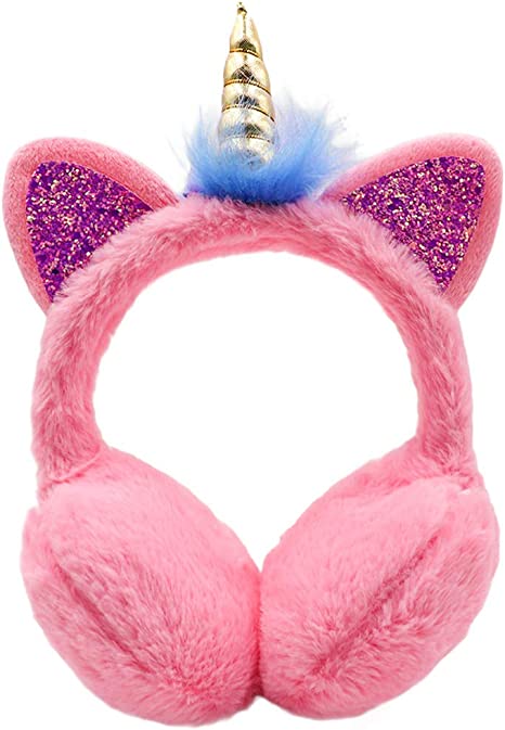Ztl Unicorn Earmuffs for Girls Kids Women Soft Plush Ear Warmers Winter Ear Muffs