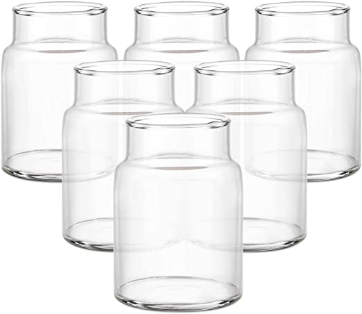 Mudo nest 6 Pack Clear Candle Holders ，Mini Glass Vases,for Wedding Home Decor Living Room & Bathroom Decor (3.3 Inch)
