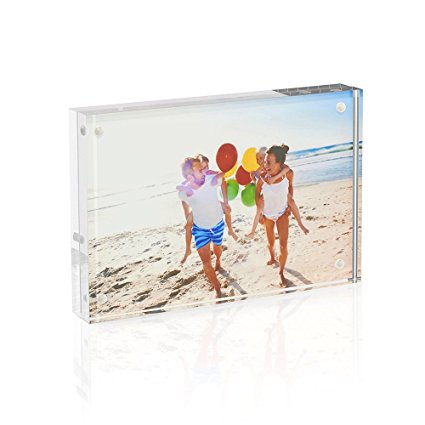 TWING Premium Acrylic Photo Frame - 4x6 inches Magnet Photo Frame -Double Sied Thick Desktop Frames (1 Pack)