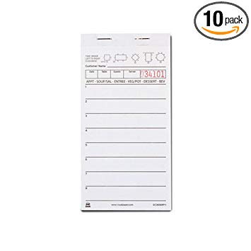 Royal White Server Pad Paper, 1 Part Booked with 8 Lines, Package of 10