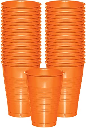 12 oz Party Cups, Halloween Disposable Cups, Perfect Halloween Party Cups, Tableware, 40 Count - Fully Orange