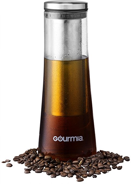 Gourmia GCM9825 Cold Brew Coffee Maker Gourmet Iced Coffee Maker With Removable Steeping Column, Airtight Design For The Freshest Brew 1 Liter Capacity