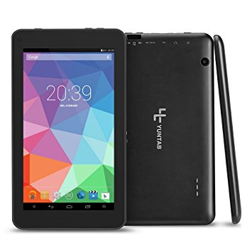 Yuntab T7 7 inch Google Android 4.4 Tablet Wifi 512MB 8GB Allwinner A33 Tablet PC Quad-Core ARM Cortex A7 CPU1.5GHz IPS 1024x600 Touch Screen TF Card Up to 32GB 3D-GSENSOR Tablet (T7-Black)