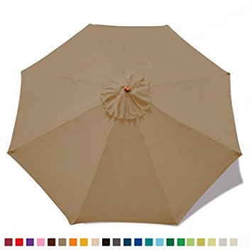 （23  colors）9ft Market Umbrella Replacement Canopy 8 Ribs (khaki)