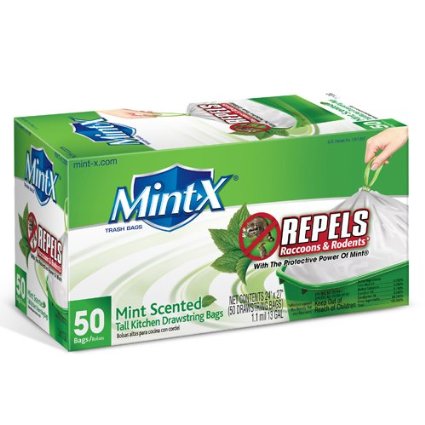 Mint-X Rodent Repellent Tall Kitchen Trash Bags, 13 gal. Capacity (Box of 50)