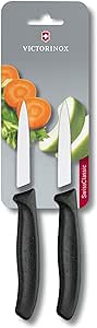 Victorinox Swiss Classic 2 Piece Paring Knife Set Straight Edge Pointed Tip - Black