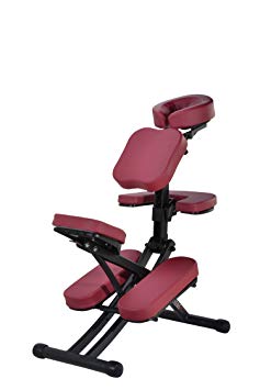 Rio Portable Folding Massage Chair for Spa Tattoo w/Rolling Case (Burgundy)