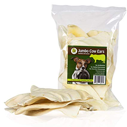 Pet Magasin Rawhide Alternative Natural Jumbo Cow Ears 12-Pack Dog Treats Super Chew Long-Lasting FDA & USDA Approved