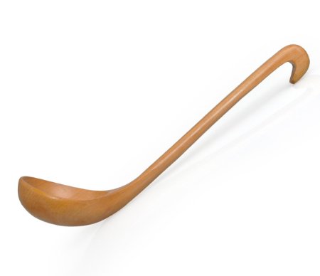 Geeklife® Wood Large Soup Ladle Kitchen Tool with Hook, 11.5-inch, Burlywood