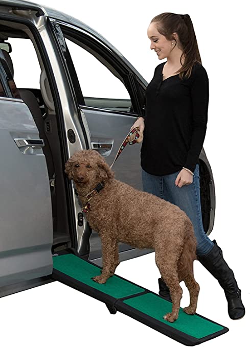 Pet Gear supertraX Ramps for Dogs and Cats, Maximum Traction Surface, Portable/Easy-Fold, Built in Handle Travel, 5 Models, 42-71 Inches Long, Supports 150-200lbs, New Black/Green, TL9000GRSXU