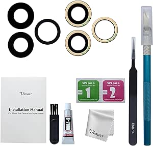 Rear Camera Lens Replacement with Pre-Installed Adhesive and Repair Toolkit for iPhone 13 Pro 6.1 Inch & iPhone 13 Pro Max 6.7 Inch
