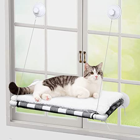 EXPAWLORER Cat Window Hammock - Durable and Safe Cat Window Perch Cat Resting Seat Cat Bed with Plush Cushion, Holds up to 44lbs