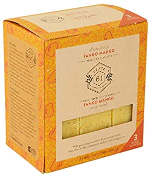 Crate 61 Tango Mango Soap 3 pack, 100% Vegan Cold Process, scented with premium essential oils, for men and women, face and body. ISO 9001 certified manufacturer