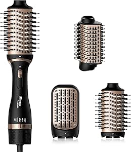 Nicebay Hair Dryer Brush, Blow Dryer Brush in One for Drying/Straightening/Curling/Voluming, Oval Hot Air Brush, Blowout Brush Hair Dryer with 3 Attachments, Multi-Temperature Setting