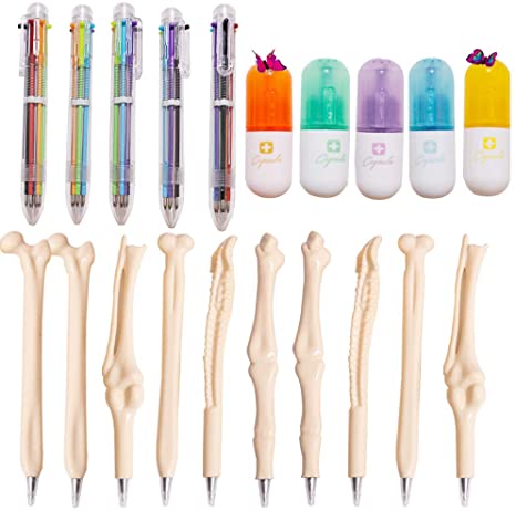 Multicolor Pens,Bone Pens and Colorful Pill Highlighter Pens,SunAngel Multicolored Pens in One for Office School Supplies Students Children