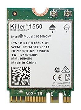 Killer Wireless-AC 1550 WiFi Module - Dual Band, 2x2 11AC, M.2/NGFF