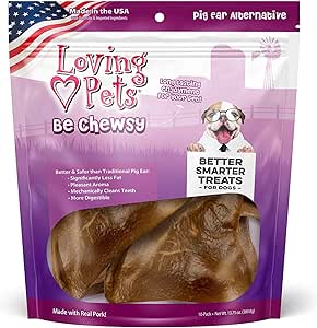 Loving Pets - Be Chewsy Pig Ear Alternative for Dogs Pig Ear Dog Treats for Small, Medium & Large Dogs (10 Pack)