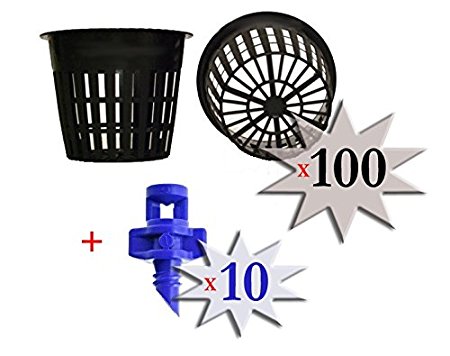 100 pack - 3 inch Round HEAVY DUTY Net Cups Pots WIDE LIP Design - Orchids • Aquaponics • Aquaculture • Hydroponics • WIDE Mouth Mason Jars • Slotted Mesh   FREE Micro Sprayers!! by Cz Garden Supply