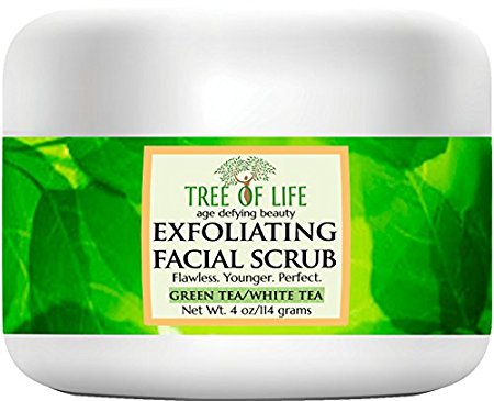 ToLB Exfoliating Facial Scrub – 70% Organic - Antioxidant Facial Cleanser with Green Tea/White Tea and with Other Natural and Organic “Super” Ingredients